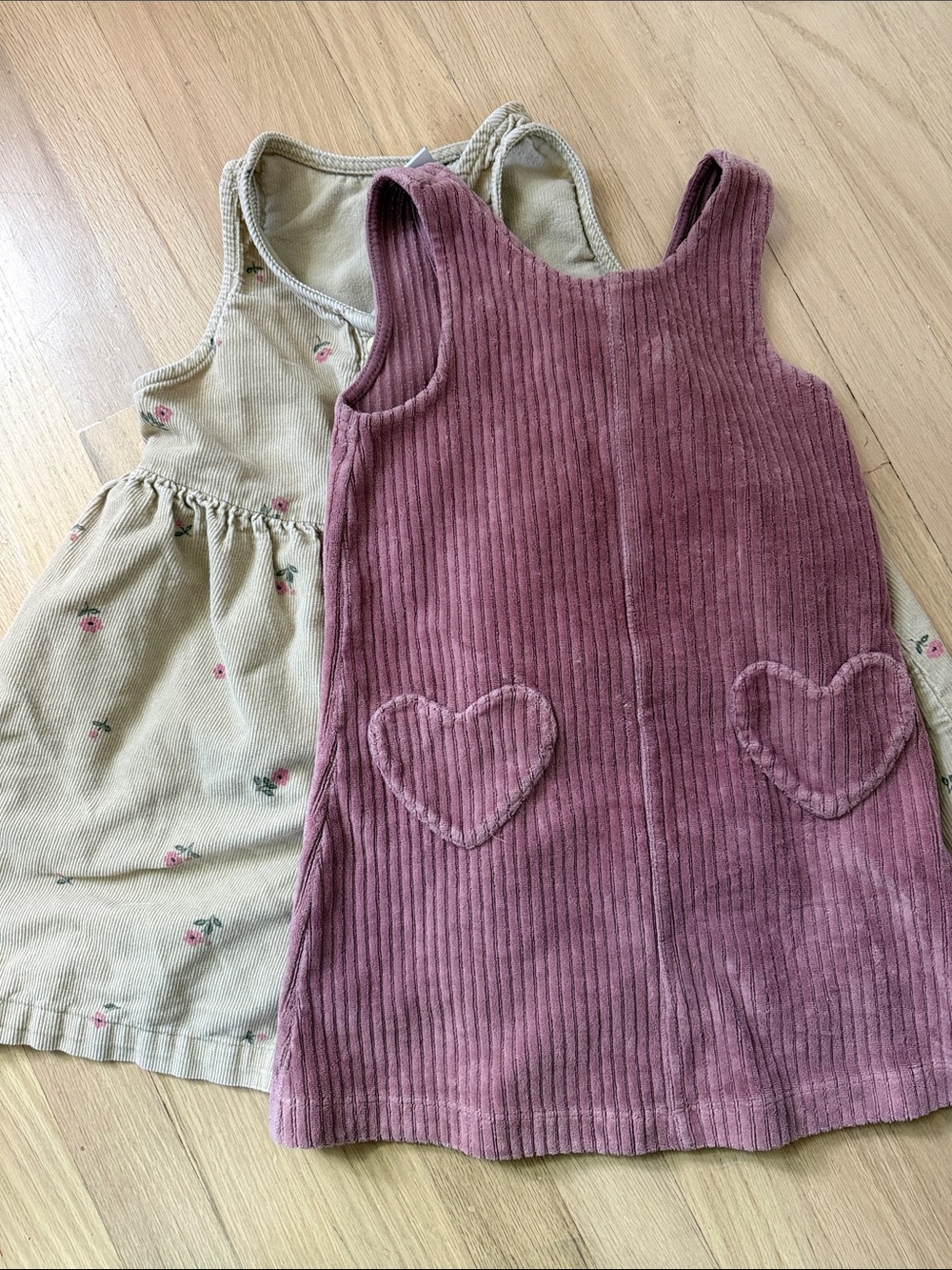 Girls Zara Heart Pocket Dress & Gap Corduroy dress.